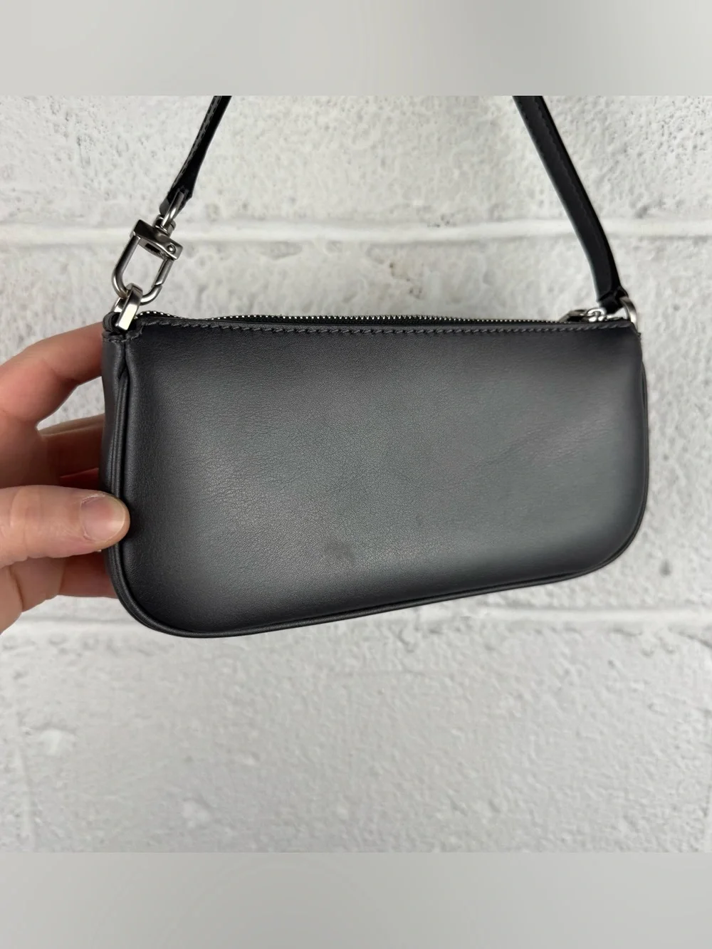Michael Kors Black Leather Pocket Baguette Shoulder Bag Y2K Cargo Mini Purse - Picture 7 of 9